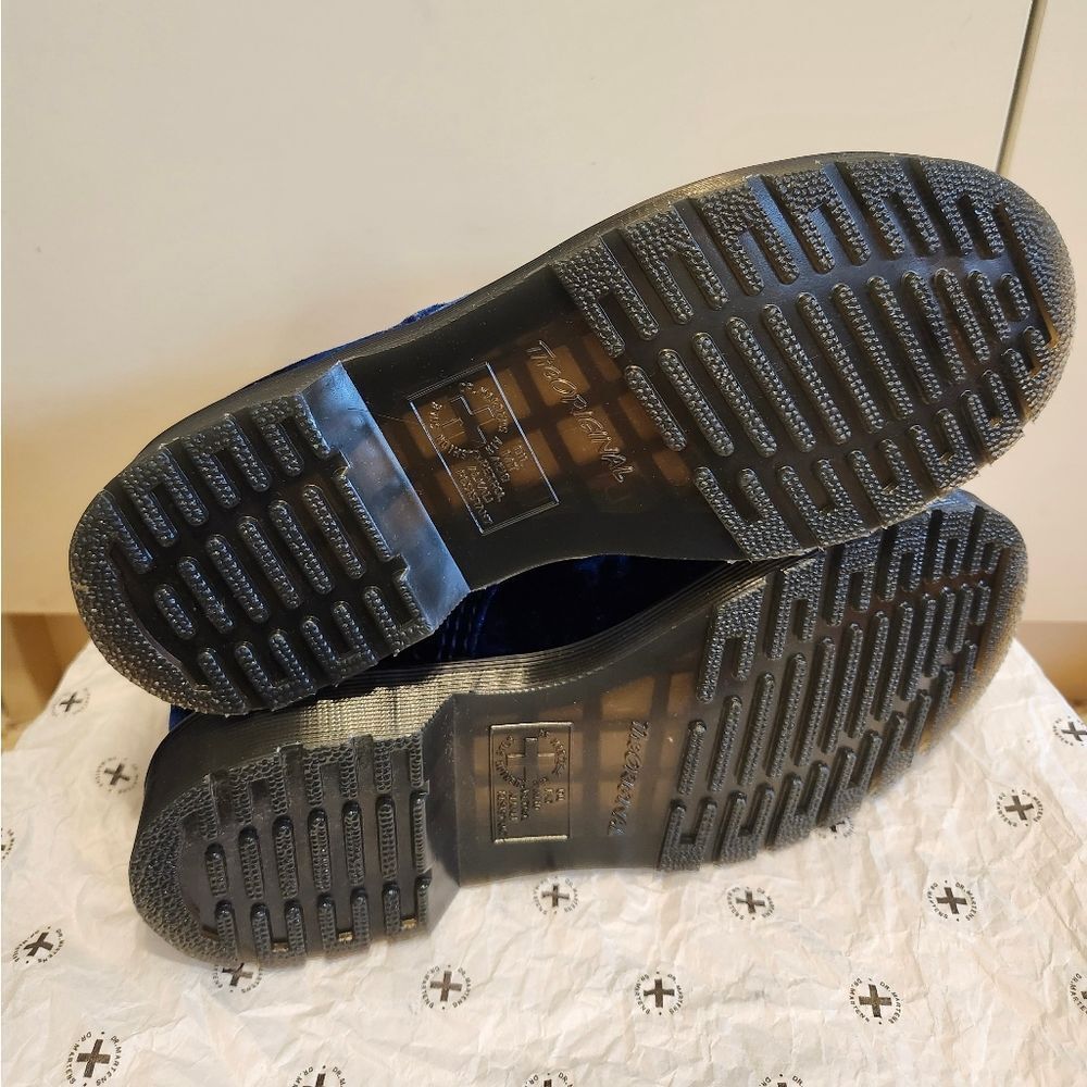 NEW Dr. Martens “Jadon” Cobalt Blue Crushed Velvet Platform Combat Boots Sz 6/37 - Picture 11 of 12